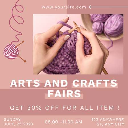 Arts And Crafts Fairs Announcement With Discount Instagram Design Template