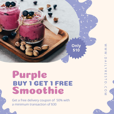 Blueberry Smoothie Offer Instagram Design Template