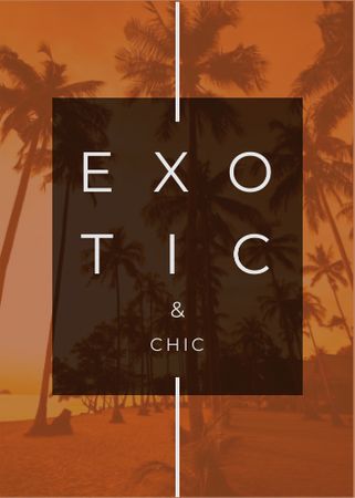 Exotic Tropical Resort Palms in Orange Flayer Modelo de Design