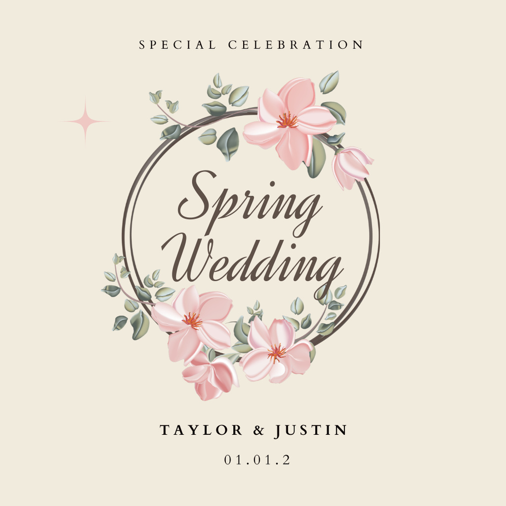Spring Wedding Celebration Announcement Instagramデザインテンプレート