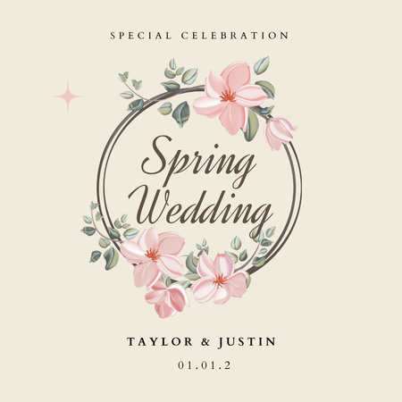 Ontwerpsjabloon van Instagram van lente bruiloftsviering aankondiging