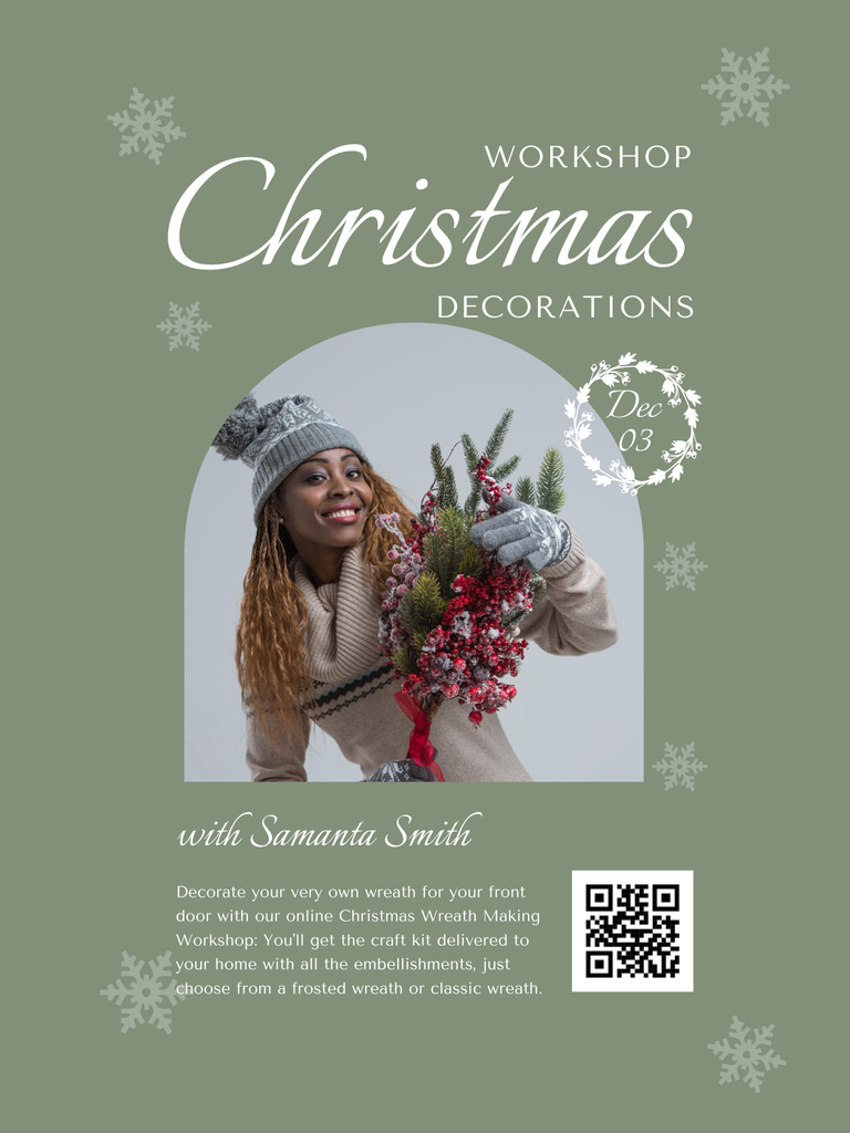Christmas Decorations Workshop Announcement Poster 36x48inデザインテンプレート