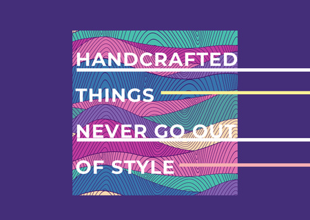 Platilla de diseño Handcraft Quote with Colourful Lines and Waves Postcard