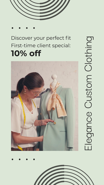 Discount on Dressmaker Services for First-time Clients Instagram Video Story Modelo de Design