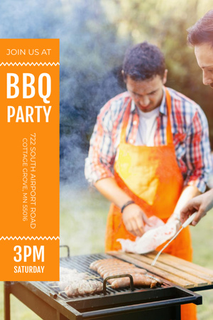 BBQ Party Grilled Chicken on Skewers Invitation 6x9in Design Template