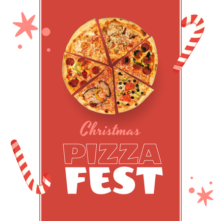 Christmas Celebration with Offer of Delicious Pizza Animated Post Design Template