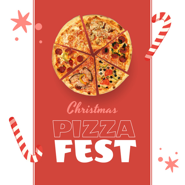 Christmas Celebration with Offer of Delicious Pizza Animated Post Šablona návrhu