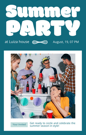 Summer Party Announcement Layout with Photo Invitation 4.6x7.2in Design Template