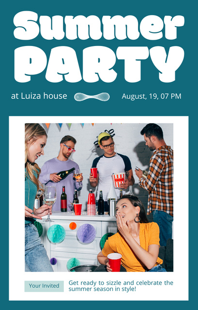 Summer Party Announcement Layout with Photo Invitation 4.6x7.2in – шаблон для дизайну