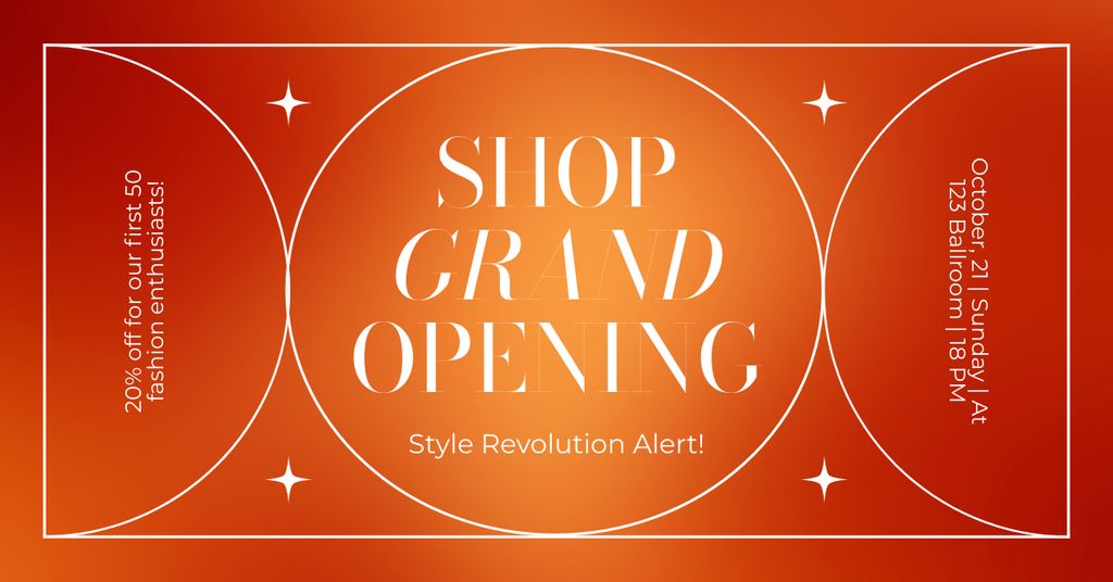 Cutting-edge Fashion Shop Grand Opening With Discounts For Clients Facebook AD Modelo de Design