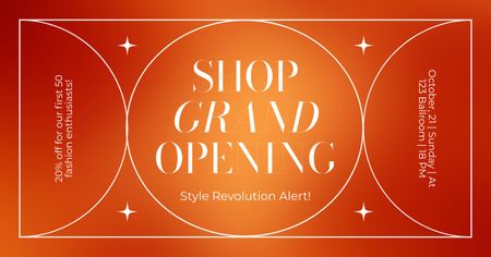 Ontwerpsjabloon van Facebook AD van Geavanceerde opening van een modewinkel met kortingen voor klanten