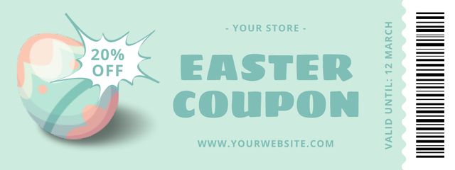 Easter Promotion with Dyed Easter Eggs on Blue Coupon Design Template