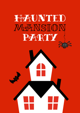 Halloween Mansion Party Announcement Poster Design Template