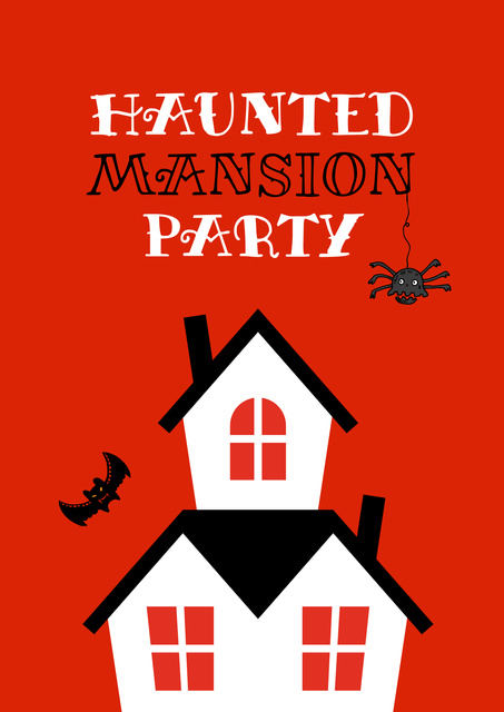 Ontwerpsjabloon van Poster van Halloween Mansion Party Announcement
