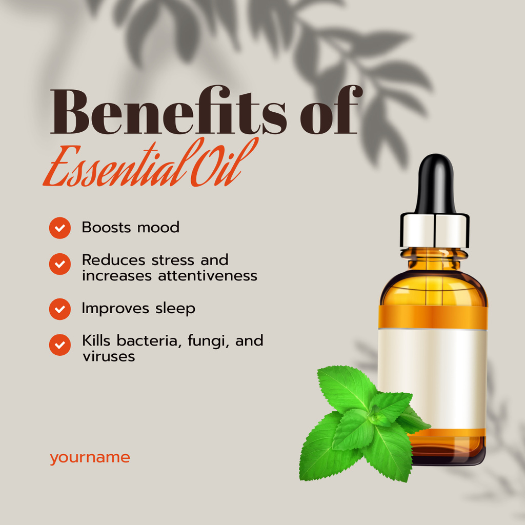 Ontwerpsjabloon van Instagram van Benefits of Essential Oil