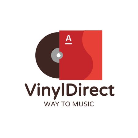 Music Shop Ad with Vintage Vinyl Logo Šablona návrhu