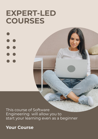 Oktatási kurzusok hirdetése laptoppal rendelkező nővel Poster tervezősablon