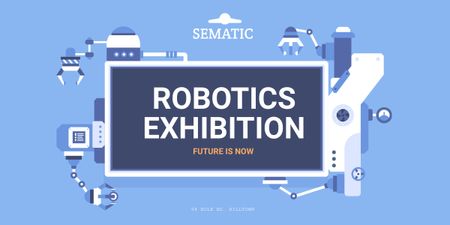 robotiikka näyttely mainos automatisoitu tuotantolinja Image Design Template