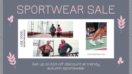 Oznámení o podzimním výprodeji sportovního oblečení na šedé Full HD video Šablona návrhu
