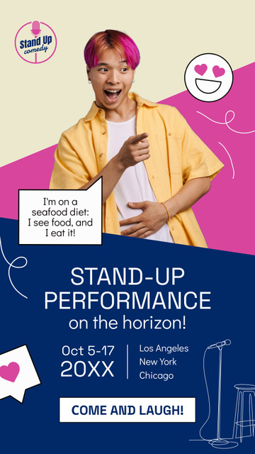 Popular Comedian Stand-Up Performance Announcement Instagram Video Story Modelo de Design