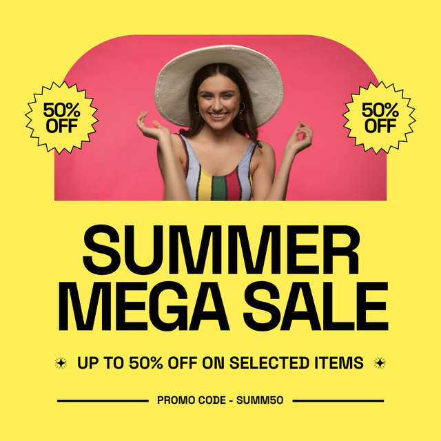 Template di design Mega Sale of Summer Wear and Accessories Animated Post
