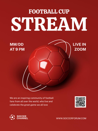 Plantilla de diseño de Anuncio de transmisión en vivo de la Copa de fútbol Poster US 