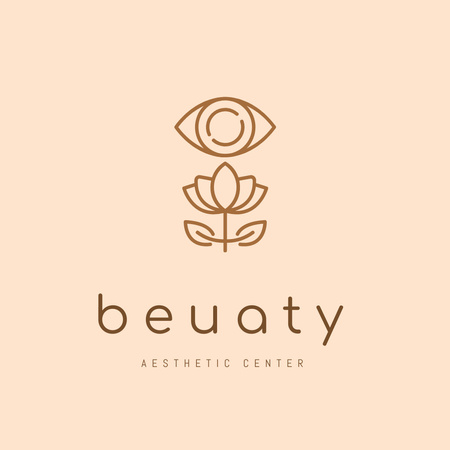 Beauty Salon Ad with Illustration of Flower Logo Design Template