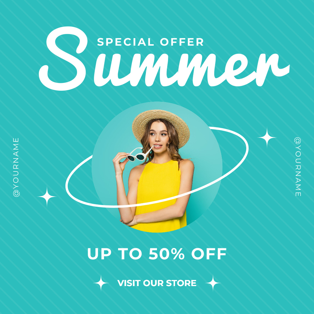 Designvorlage Special Summer Offer of Fashion Clothes Sale für Instagram