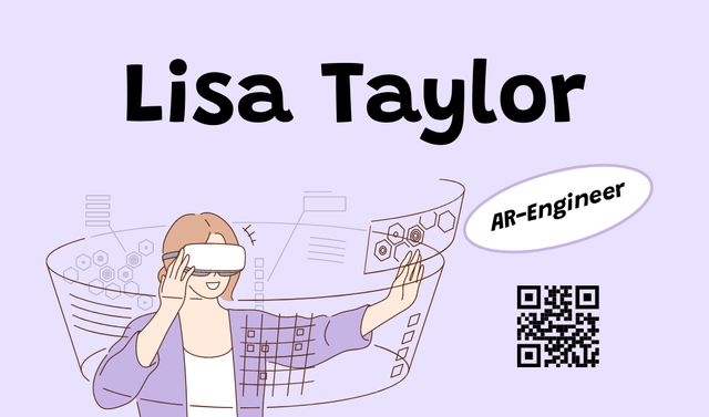 AR Engineer in Virtual Reality Glasses Business card Design Template