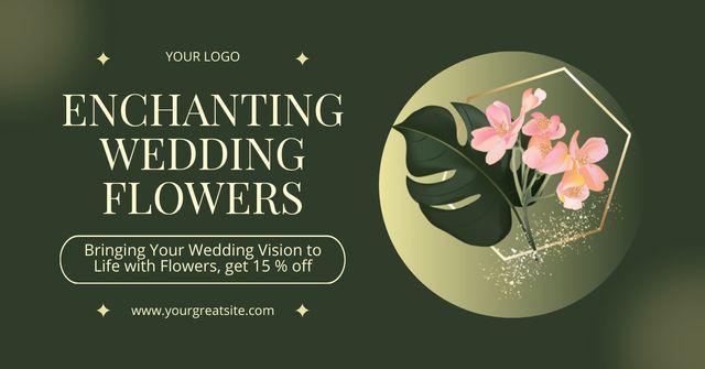 Enchanting Wedding Flowers Arrangements Facebook AD Šablona návrhu