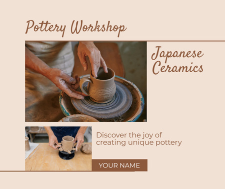 Ontwerpsjabloon van Facebook van Craft Fair Announcement With Asian Ceramics Offer