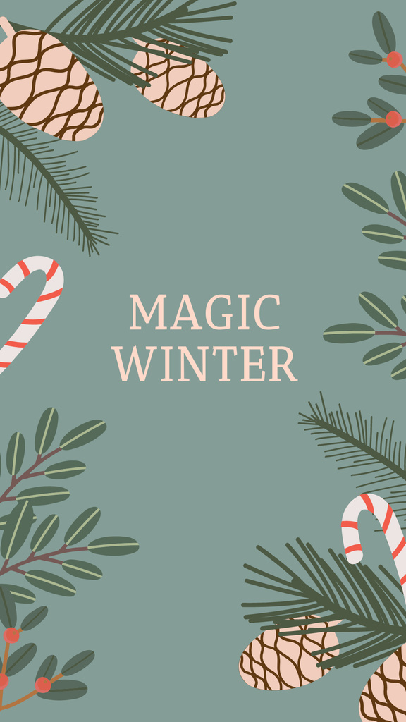 Designvorlage Winter Inspiration with Candy Canes für Instagram Story