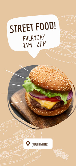 Street Food Ad with Fresh Burger Snapchat Moment Filter Design Template