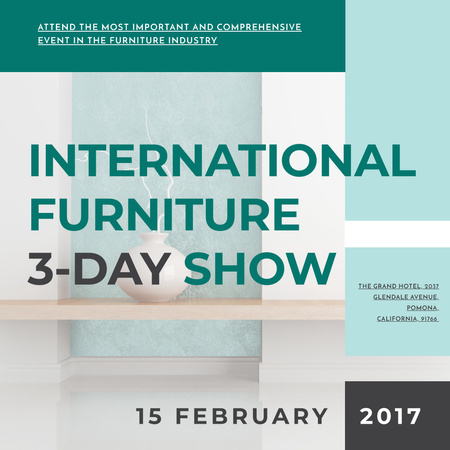 Furniture Show announcement Vase for home decor Instagram AD Πρότυπο σχεδίασης