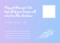 Christmas and New Year Greeting with Tree on Blue Gradient