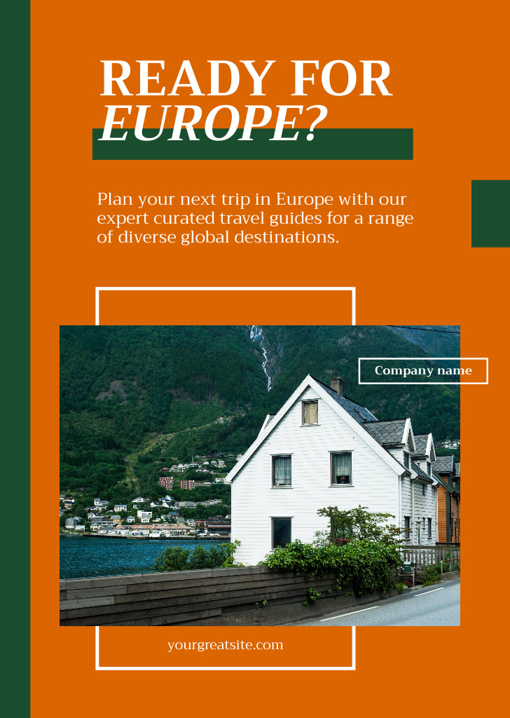 Europe Travel Tour Destinations Offer Postcard A6 Vertical Design Template