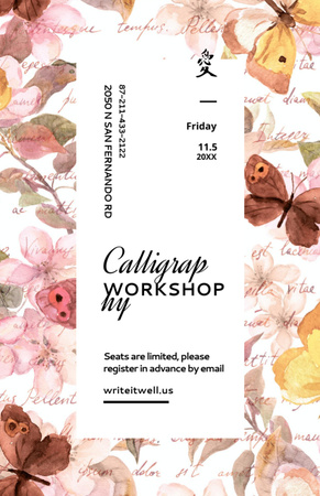 Invitation to Calligraphy Workshop Flyer 5.5x8.5in Modelo de Design