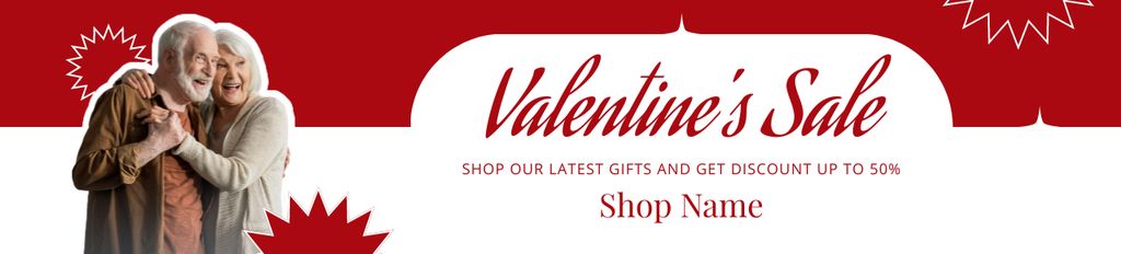 Plantilla de diseño de Valentine's Day Sale with Elderly Couple Ebay Store Billboard 