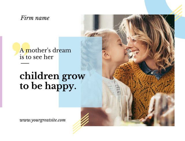 Happy Mother And Daughter With Phrase About Happiness And Dreams Postcard 4.2x5.5in Modelo de Design