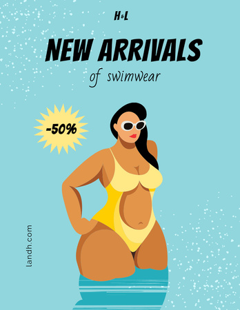 Plantilla de diseño de Discount on Plus Size Swimwear Poster 8.5x11in 
