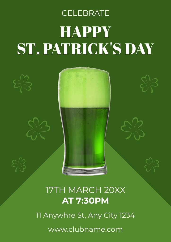 St. Patrick's Day Beer Party Invitation Poster Design Template