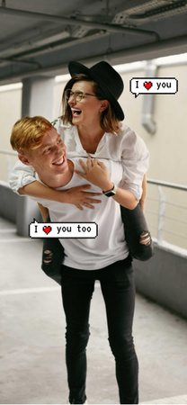 Ontwerpsjabloon van Snapchat Moment Filter van schattig paar met liefdesberichten