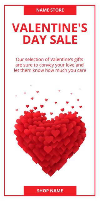 Happy Valentine's Day with Red Heart Graphic Design Template