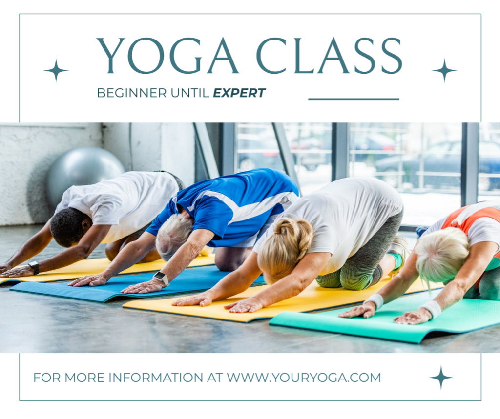 Yoga Class Offer For Elderly Beginner Facebook tervezősablon