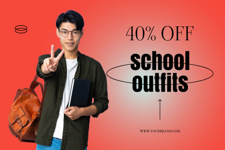 Back to School Special Offer of Discount on Outfits Label Design Template