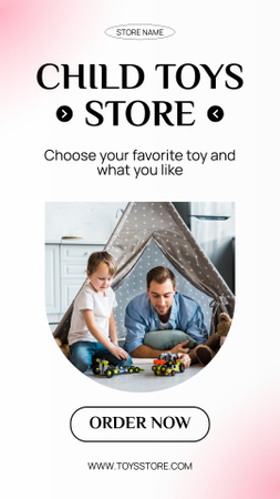 Father and Son Playing in Children's Tent Instagram Story Design Template