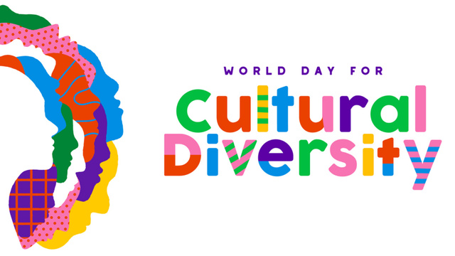 World Day for Cultural Diversity Announcement with Colorful People Profiles Zoom Background Modelo de Design