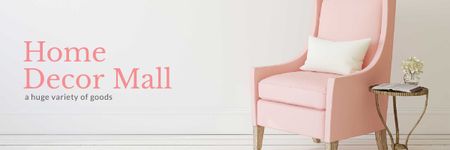 Home Decor Ad with Cozy Pink Chair Email header Design Template