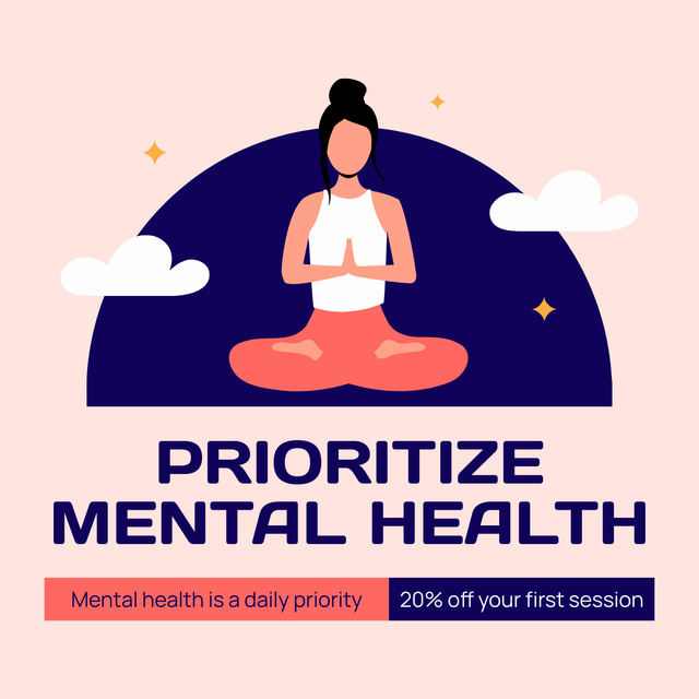 Modèle de visuel Motivation to Prioritize Mental Health - LinkedIn post