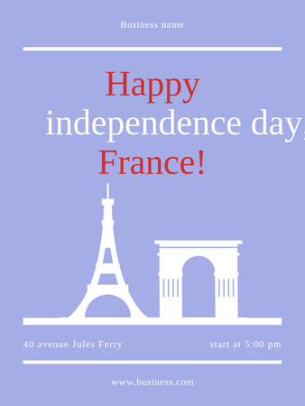 French Independence Day Celebration Announcement Poster US Šablona návrhu